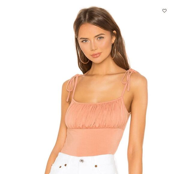 Superdown Marni Ruched Tie Cami in Peach Pink Size S - Picture 1 of 5